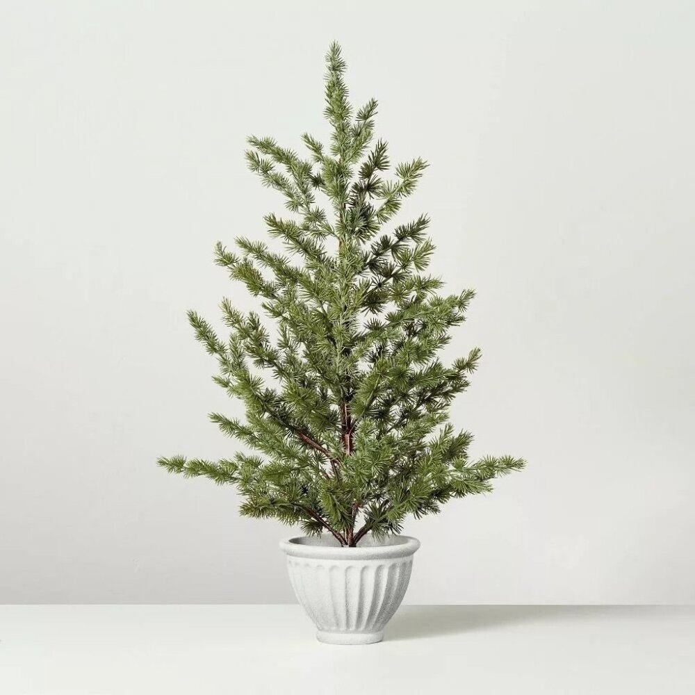 2.5' Faux Spruce Tree Fluted‎ Porch Pot - Hearth & Hand Magnolia Christmas 2024